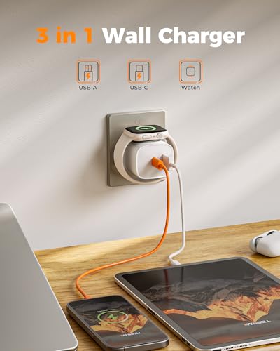 TESSAN Charging Blocks for Apple Watch Charger, USB C Charger Block 3-in-1 - color: White