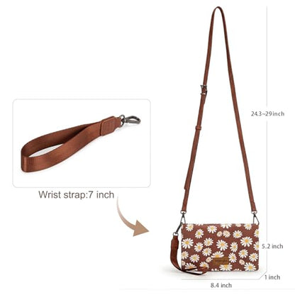 Wrangler Crossbody Wallet Women Small Purse Brown Daisy Large Capacity Organizers Ladies Female Clutch Wallets RFID Blocking Bifold - color: Aa-brown