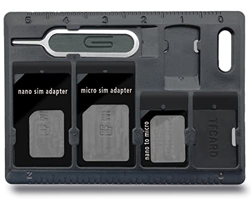 1 Pack SIM Card Holders with Tray Opener Pins, Card Storage Tool Set for Standard Micro Nano Micro-SD Memory Cards, with 3 Card Adapters and 1 Eject Pins - Black