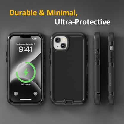 Follaroma Magnetic for iPhone 14 Plus Case, Heavy Duty Cases, Black, 6.7" | Compatible with MagSafe, Heavy Duty Shockproof,Military-Grade Anti-Drop Protective,Dual Layer Magnetic Protection Phone Cover - color: Black, size: iPhone 14 Plus 6.7''
