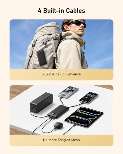 VEEKTOMX 10000mAh Portable Charger with 4 Built-in Cables