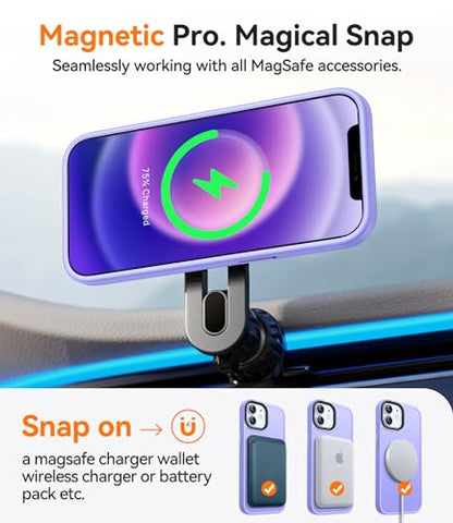 CANSHN Magnetic for iPhone 12 Case/iPhone 12 Pro Case, Light Purple | Translucent Matte, Compatible with MagSafe, Heavy Duty Protection, Scratch Resistant, Slim Fit, Pocket Friendly - color: Matte Magnetic & Light Purple