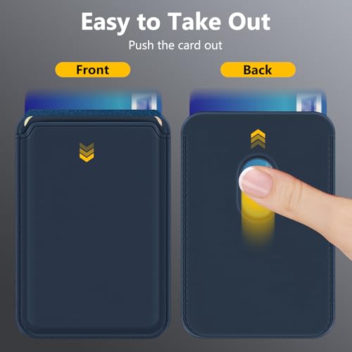 Compatible with MagSafe Wallet, Magnetic Phone Wallet 3 Cards Holder, 23 Magnets, Credit Card RFID Blocking, Slim Leather, Magnetic Wallets for iPhone 17/16/15/14/13/12 Series-Blue - color: Blue