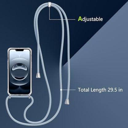Magnetic Case for iPhone 16E/iPhone 17E 6.1" Clear Crossbody Case with Adjustable Shoulder Neck Lanyard Strap,Compatible with Magsafe,Soft Slim Bumper Shockproof Protective Phone Cover-Blue - color: Blue, size: iPhone 16E/iPhone 17E