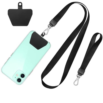 SHANSHUI Phone Lanyard, Neck Wrist Nylon Cell Phone Lanyard, 1 Pcs Tether Pads Compatible with iPhone & All Smartphones in Full Cover Cases - color: Tpublack, size: 17inch