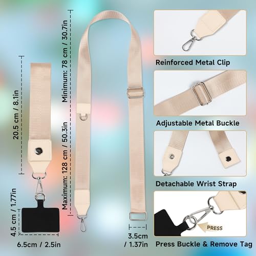 FUVLIFE Cell Phone Lanyard Crossbody, Clip and Go Phone Strap with Wallet - color: Gold