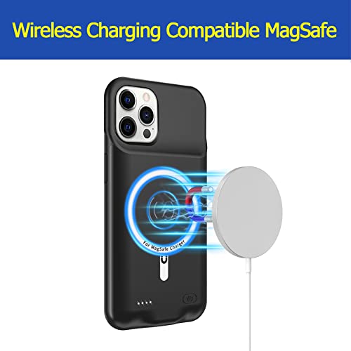 Battery Case for iPhone 12/12 Pro, Enhanced 10000mAh Portable Protective Smart Qi Wireless Charging Case Compatible with iPhone 12/12 Pro (6.1 inch) Rechargeable Extended Battery Charger Cover(Black) - size: iPhone 12/Pro