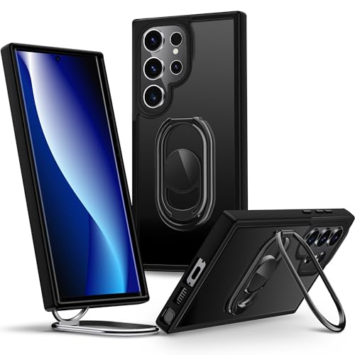 Shields Up for Samsung Galaxy S24 Ultra Case with Stand, Galaxy S24 Ultra Case with Double Ring Holder [Adjustable & Foldable] Protective Translucent Matte Cover for Samsung S24 Ultra - Frosted Black - color: Frosted Black, size: Galaxy S24 Ultra