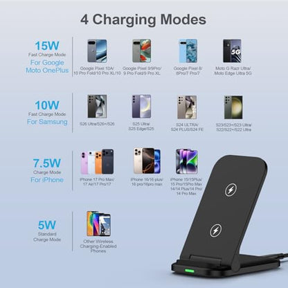 for Pixel 10A Wireless Charger Stand Fast Charging Desk for Google Pixel 10 - color: Black
