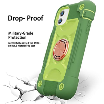MARKILL Compatible with iPhone 11 Case 6.1 Inch with 360°Rotate Ring Stand, Military Grade Drop Protection Full Body Rugged Heavy Duty Case 3 in 1 Protective Cover Avocado - color: Avocado, size: iPhone 11 6.1"