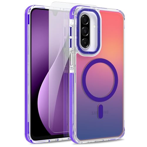Magnetic Case for Samsung Galaxy A17 5G [Compatible with Magsafe] [Cute Fashion Fluorescent Design] [1 Screen Protector] Slim Translucent Matte Case for Galaxy A17 5G 6.7", Purple - color: Purple, size: Samsung Galaxy A17 5G
