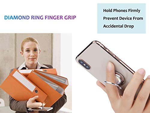 Glitter Bling Bling Phone Ring Holder,Sparkle Phone Ring Artificial Diamond Stand,Rhinestone Cell Phone Finger Ring for Phones, Pad (Silver) - color: Silver