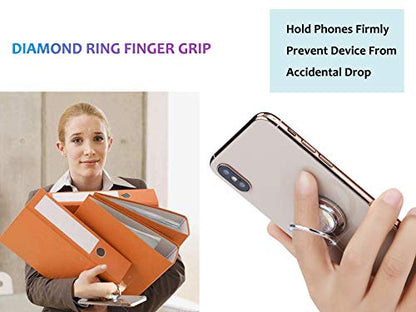 Glitter Bling Bling Phone Ring Holder,Sparkle Phone Ring Artificial Diamond Stand,Rhinestone Cell Phone Finger Ring for Phones, Pad (Silver) - color: Silver