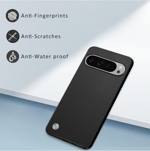 Case for Google Pixel 9 / Google Pixel 9 Pro, Anti-Fingerprint Faux Leather Back + Soft TPU Shockproof Durable Edges, Anti-Scratch Slim Fit Camera Protective Cover Phone Case (Black) - color: Black, size: Google Pixel 9/9 Pro