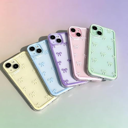 Compatible with iPhone 13 Printed Blue Ribbon Bow Clear Phone Case, Shockproof TPU Protective for iPhone Cases Phone Cover - color: A2-Blue, size: iPhone 13