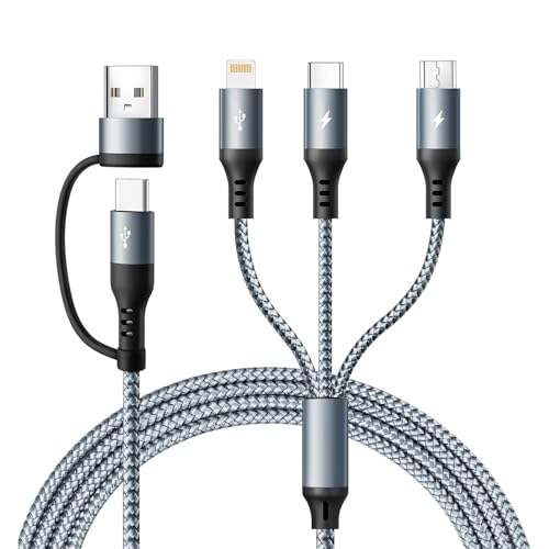 3 in 2 Multi Charging Cable, USBA/C Universal Charger Cords 2 Pack 4FT
