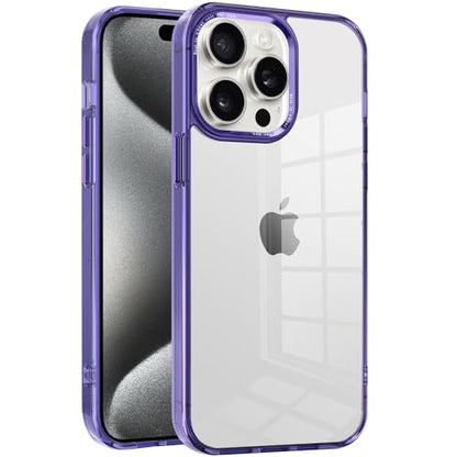 for iPhone 15 Pro Max Case,[Anti-Yellowing] [Military-Grade Protection] Anti-Scratch Transparent Back Slim Shockproof 15 Pro Max Phone Case 6.7 inch (Purple) - color: Purple