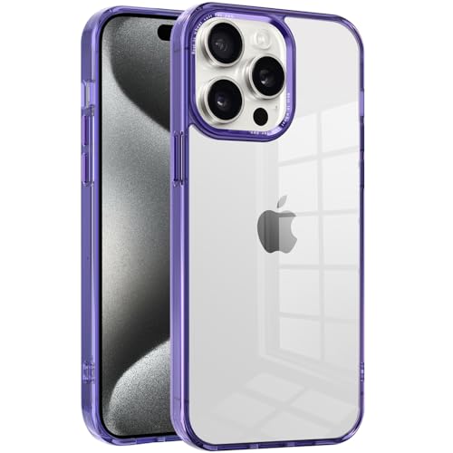for iPhone 15 Pro Max Case,[Anti-Yellowing] [Military-Grade Protection] Anti-Scratch Transparent Back Slim Shockproof 15 Pro Max Phone Case 6.7 inch (Purple) - color: Purple