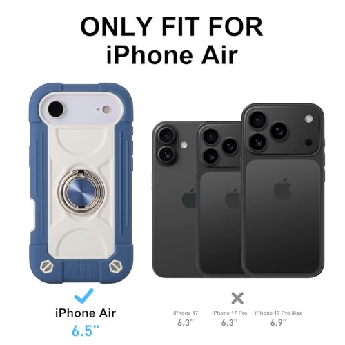 MARKILL Compatible with iPhone Air Case 6.5 Inch 2025 with 360 Degree Rotate Ring Stand, Military Grade Drop Protection Full Body Rugged Protective Case Kids Blue - color: Blue, size: iPhone Air 6.5"