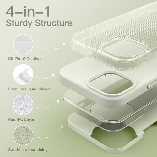 JETech Silicone Case for iPhone 15, Green | Silky Soft Touch, Shockproof Protection, Scratch Resistant, Microfiber Lining - color: Green, size: iPhone 15