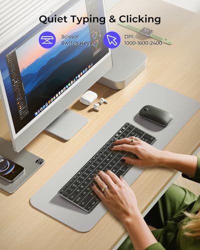 seenda SKM64-2 Bluetooth Keyboard and Mouse Combo for Mac, MacBook and iPad - color: Black & Gray