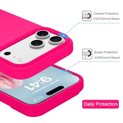 GUAGUA Compatible with iPhone 17 Pro Max Case 6.9 Inch Liquid Silicone Soft Gel Rubber Slim Thin Microfiber Lining Cushion Texture Cover Shockproof Protective Phone Case for iPhone 17 Pro Max,Hot Pink - color: Hot Pink, size: iPhone 17 Pro Max