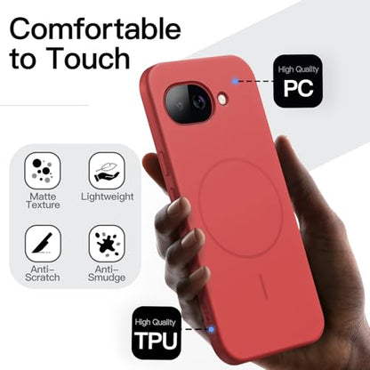JETech Magnetic Slim Case for Google Pixel 10a, Berry | Compatible with MagSafe, Anti-Slip Grip, Full Camera Lens Protection, Ultra-Thin Lightweight, Matte Finish Phone Cover - color: Berry