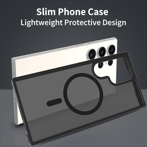 for Samsung Galaxy S23 Ultra Case Magnetic, Compatible with Magsafe 6.8 Inches Slim Fit Heavy Duty Protection Wireless Charging Lightweight Shockproof Anti-Slip Protective Phone Cover, Black - color: Black Magnetic