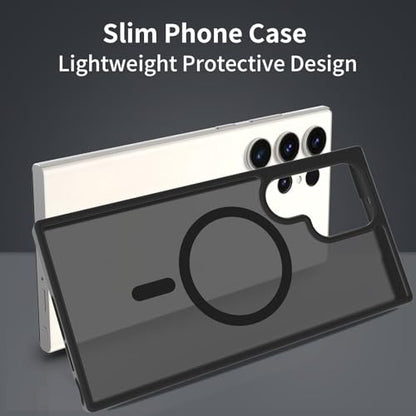 for Samsung Galaxy S23 Ultra Case Magnetic, Compatible with Magsafe 6.8 Inches Slim Fit Heavy Duty Protection Wireless Charging Lightweight Shockproof Anti-Slip Protective Phone Cover, Black - color: Black Magnetic