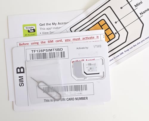 5G/4G/LTE Straight Talk SIM Card kit for iPhone 6 6+ 6 Plus 6S 6S Plus 7 7+ 7 Plus 8 8+ 8 Plus X XS XS Max XR 11/12/13 11/12/13 Pro 11/12/13 Pro Max 12/13 Mini SE 2020/2022, SE 2nd/3rd Generation