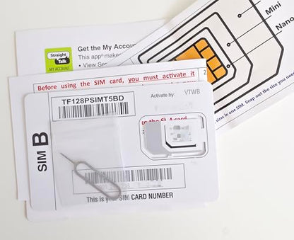 5G/4G/LTE Straight Talk SIM Card kit for iPhone 6 6+ 6 Plus 6S 6S Plus 7 7+ 7 Plus 8 8+ 8 Plus X XS XS Max XR 11/12/13 11/12/13 Pro 11/12/13 Pro Max 12/13 Mini SE 2020/2022, SE 2nd/3rd Generation