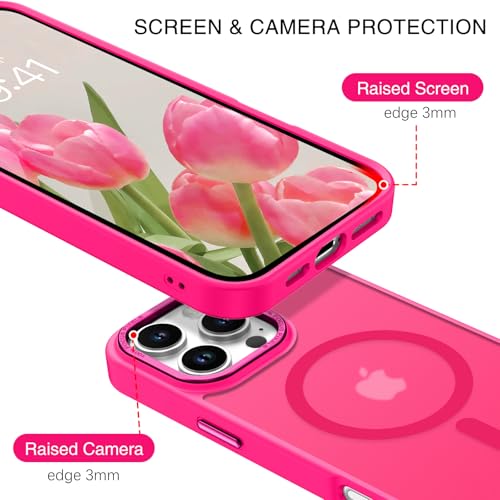 BENTOBEN Magnetic for iPhone 16 Pro Max Case,(Compatible with MagSafe) (Military Grade Drop Protection) Slim Translucent Matte Shockproof with Anti-Fingerprint Phone Case 6.9",Hot Pink - color: Hot Pink