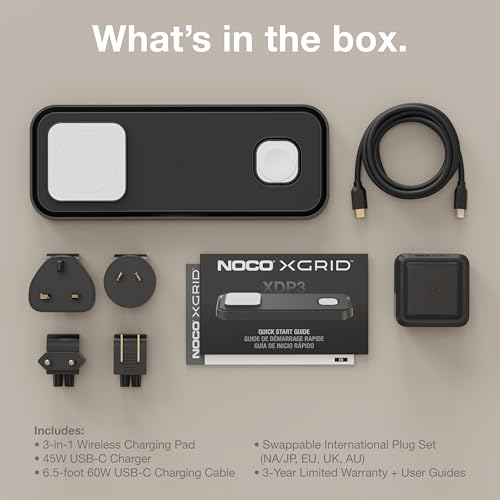 NOCO XGrid XDP3 3-in-1 Wireless Charging Station - iPhone, Watch & AirPods