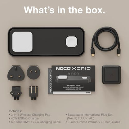 NOCO XGrid XDP3 3-in-1 Wireless Charging Station - iPhone, Watch & AirPods