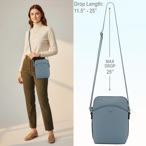 Small Crossbody Bag with Gold Hardware, Mini Shoulder Purse with Adjustable Strap - color: Light Blue