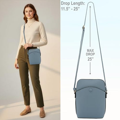 Small Crossbody Bag with Gold Hardware, Mini Shoulder Purse with Adjustable Strap - color: Light Blue