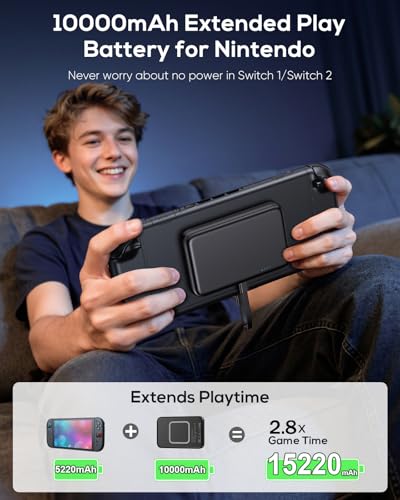 YUANHOT Magnetic Battery Pack for Nintendo Switch 2, 10000mAh Power Bank | 20W Fast Charger, Extended 3.5-9H Playtime, for Switch OLED Smartphone Portable Accessories, Ideal for Gaming and Travel