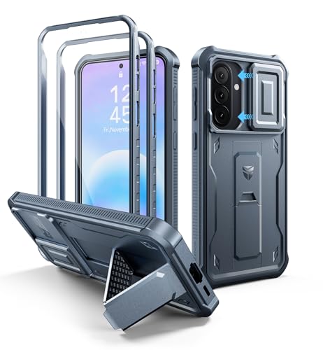 Dexnor for Samsung Galaxy A57 5G Case, [2 Front Frame] [Built-in Magnetic Slide Camera Cover & Kickstand] Heavy Duty Protection Shockproof Phone Case with Screen Protector, 6.7 inch Navy Blue - color: Navy Blue, size: Samsung A57 5G