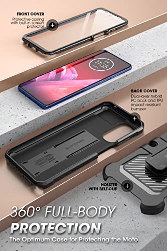 SUPCASE for Moto G Stylus 5G Case (2022) with Screen Protector &Stand,Black | Built-in Kickstand, 360° Rotating Belt Clip, Heavy Duty Rugged Phone Case, Military-Grade Protection, Unicorn Beetle Pro