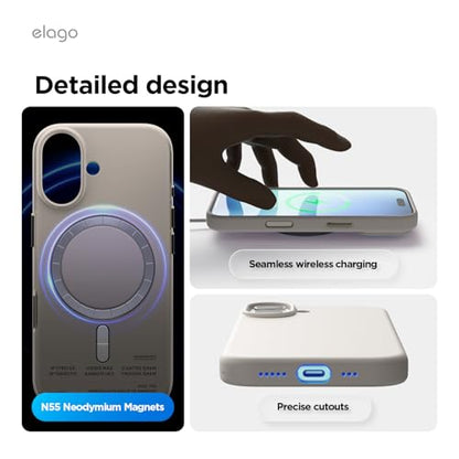 elago Premium Magnetic Silicone Case for iPhone 17 Stone | Compatible with MagSafe, Liquid Silicone Material, Protection, Shockproof, Slim Phone (Stone) - color: Stone, size: iPhone 17