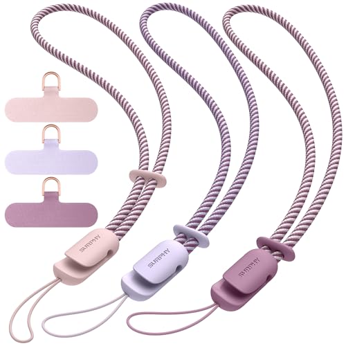 SURPHY 3 Pack Phone Wrist Strap, Phone Lanyard with Cellphone Tether Tab - color: A- Pink & Lilac & Lilac Purple