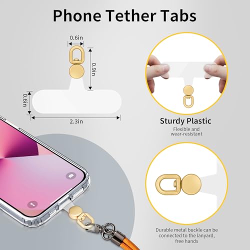 360°Rotatable Phone Tether Tab,3 Pieces Universal Phone Lanyard Patch Without Adhesive,Phone Lanyard Replacement Part for Cell Phone Strap(Transparent) - color: Transparent-3