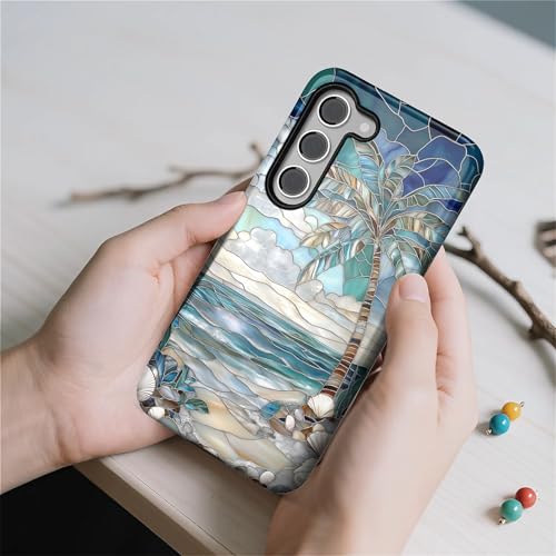 Case for Samsung Galaxy S24 FE,Anti-Scratch Full-Body Cover Shockproof Slim Design Case,PC Hard Shell & Silicone Inner Bumper -Beach Palm Tree - color: Beach Palm Tree, size: Galaxy S24 FE