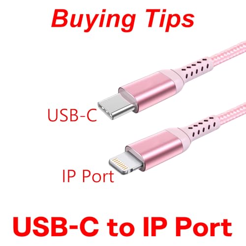 Awnuwuy 20FT Long iPhone USB-C to Lightning Cable [Apple MFi Certified] 20W 3A (max) USB C Power Delivery Fast Charge for iPhone 14 13 12 11 10 Max X XS XR 9 8, AirPods, iPad, Charging Cord Pink/Rose - size: 20FT
