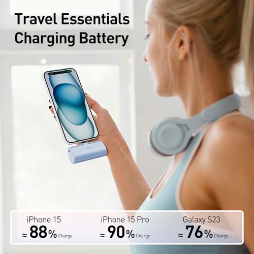 iWALK Portable Charger for iPhone 18/17/16/15 USB-C Small Power Bank 20W 4,500mAh Fast Charging Battery Pack Compatible with iPhone 15/16/17 Plus/18 Pro Max, Samsung Galaxy S25/S24/S23 Android - color: Baby Blue