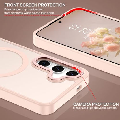 BENTOBEN Magnetic for Samsung Galaxy S24 Plus Case [Compatible with Magsafe] Translucent Matte Slim Thin Shockproof Anti-Yellow Women Men Protective Phone Cover for Samsung Galaxy S24 Plus 6.7",Pink - color: Pink