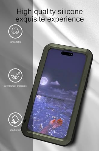 LOVE MEI for iPhone 15 Pro Max Case, Heavy Duty Rugged Full Body Protection Military Armor Bumper Aluminum Metal Dust/Shockproof Case with Tempered Glass (Yellow)