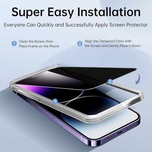 SYNCWIRE Privacy Screen Protector for iPhone 14 Pro Max with Easy Installation Kit, [Military-Grade Protection] 9H Shatterproof Full Coverage Anti-Spy Tempered Glass, 6.7 inch [2-Pack] - size: iPhone 14 Pro Max