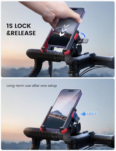 Lamicall Motorcycle Bike Phone Mount, 1s Lock Bike Phone Holder - color: Red