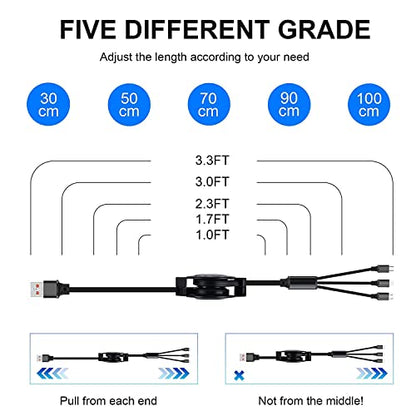 Multi Retractable Charging Cable, 3 in 1 USB Charging Cable 3 Pack